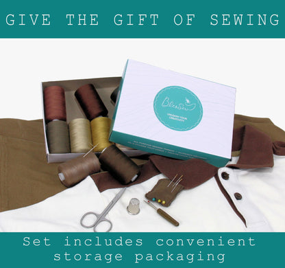 BlesSew Sewing Thread in Brown Color Tones - 10 Spools of Polyester Thread for Sewing Machine for Beginners, Hand Stitching & Quilting - 1000 yds Per Spool