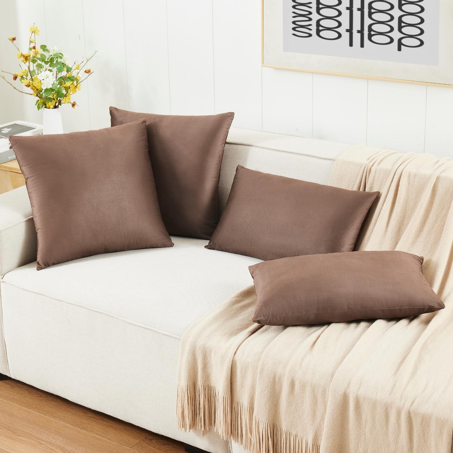 LANE LINEN Throw Pillow Insert - Pack of 2 16x16 Pillow Inserts for Decorative Pillow Covers, Throw Pillows Insert for Couch - White