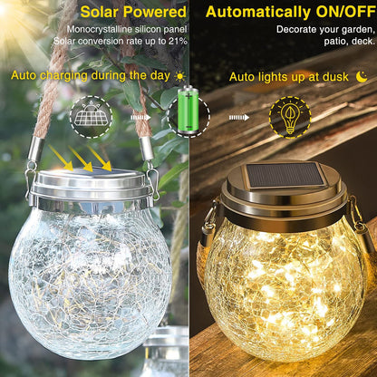 ROSHWEY Solar Lantern Gifts for Women, 2 Pack Hanging Garden Decor Lights Outdoor Waterproof with 30 LED for Halloween Christmas Easter Gift