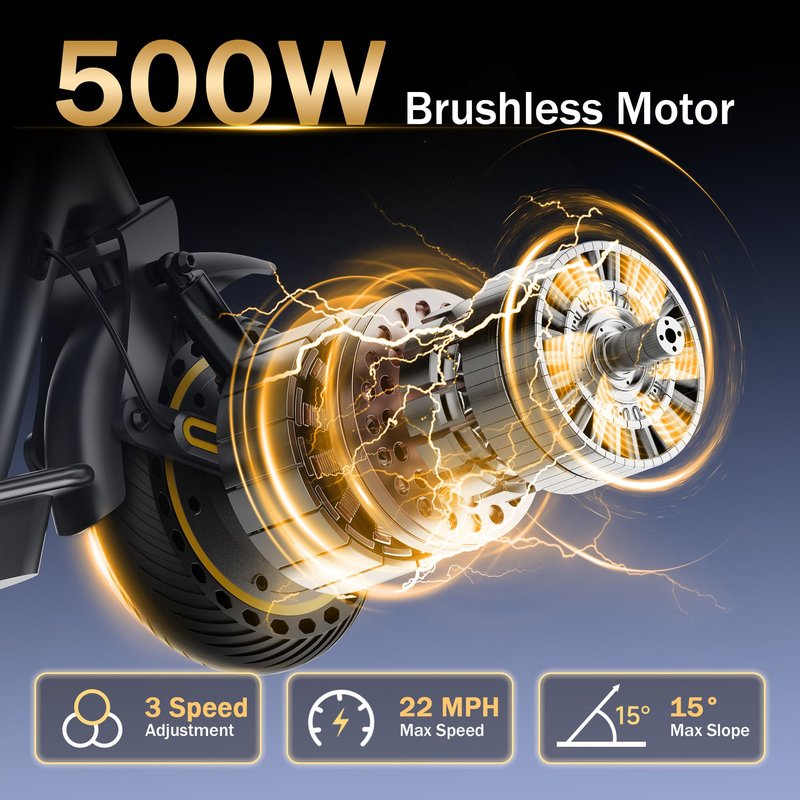 WERHY 10 Inches Electric Scooter, 500W Powerful Motor & 22 MPH Top Speed, 22-28Miles Long Range, Folding E Scooter with Dual Braking for Adults