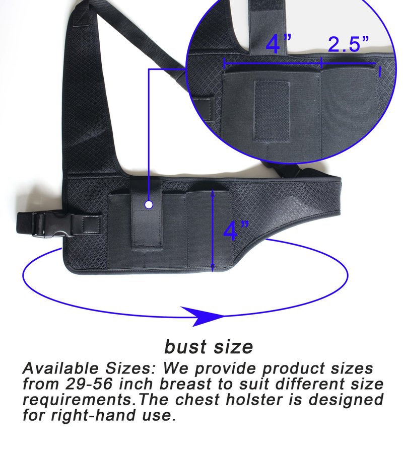 HOGIKUO Universal Shoulder Holster，Chest Holster,Concealed Shoulder Holster for Men,Fits 1911,M&P Shield 9mm, Glock 19,Sig P365,S&W Bodyguard and More（Left Hand）