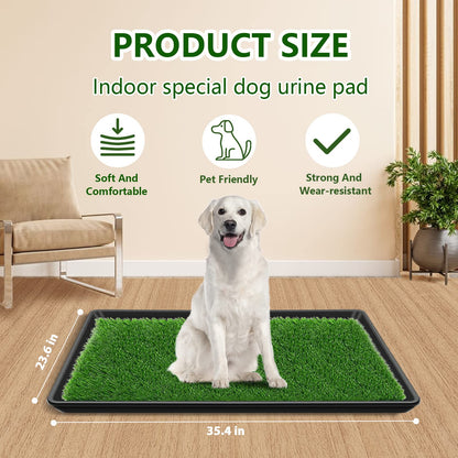 Embellbatt 60 * 90CM Dog Grass Pad with Tray, Dog Potty Grass for Puppy Training, Artificial Fake Grass for Dogs to Pee on Indoor Outdoor Dog Training Floor Protection Trays