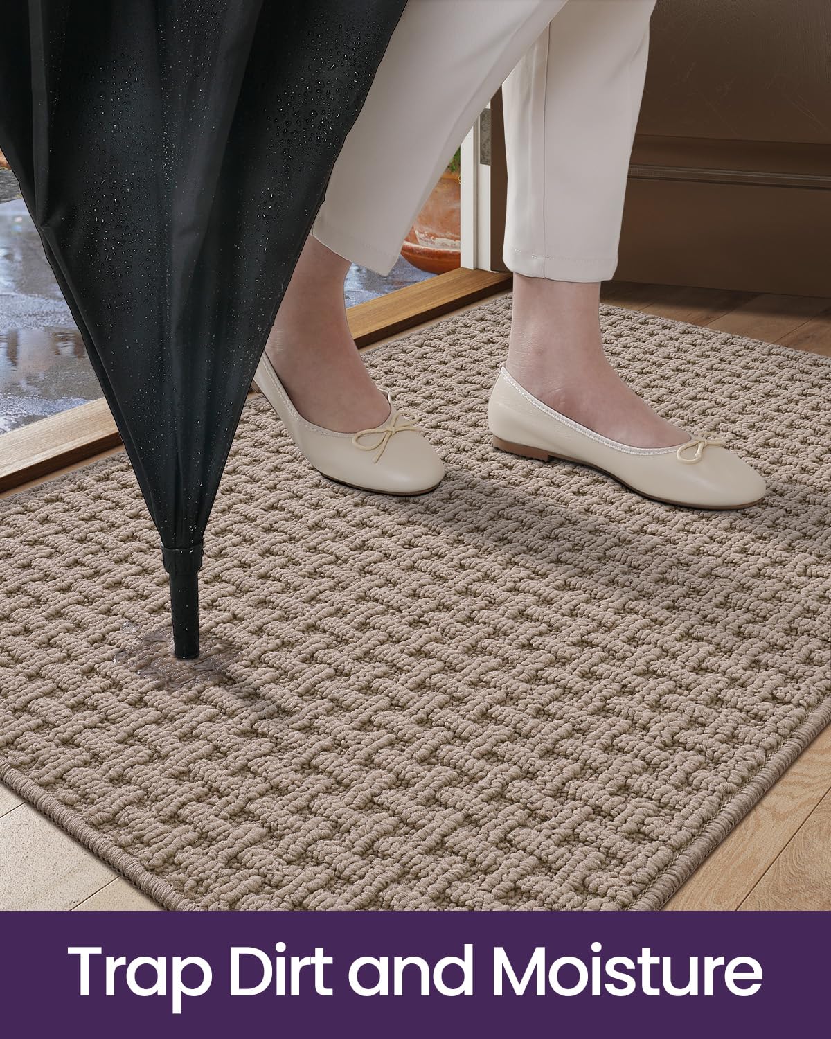DEXI Indoor Front Door Mat Entryway Non Slip 36x60, Washable Entry Way Mats Inside Entrance, Welcome Doormat Dirt Trapper for House Floor Home Porter Hall Backdoor Area Light Taupe