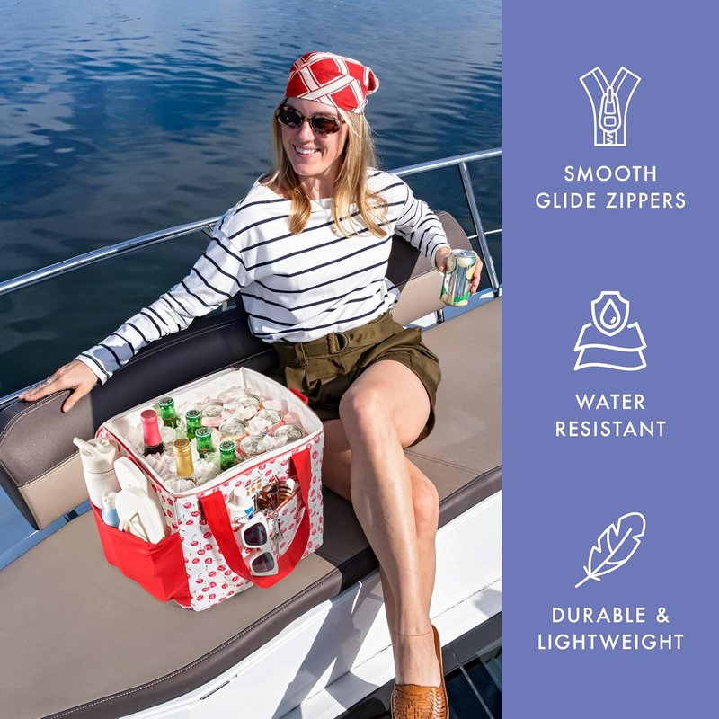 Fit & Fresh 24-Can Soft Cooler Bag - Insulated, Leak-Resistant, Portable Cherry Travel Cooler