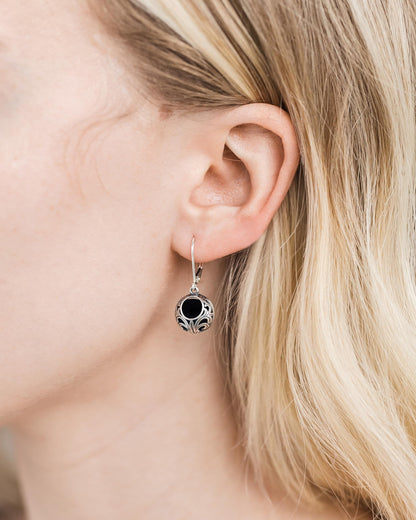 Bottled Up Designs Handmade Vintage Lace Leverback Earrings, Sterling Silver, Eco Friendly, Made in USA, Birthday Gifts, Mothers Day, Women, Anniversary (Black Depression Glass)