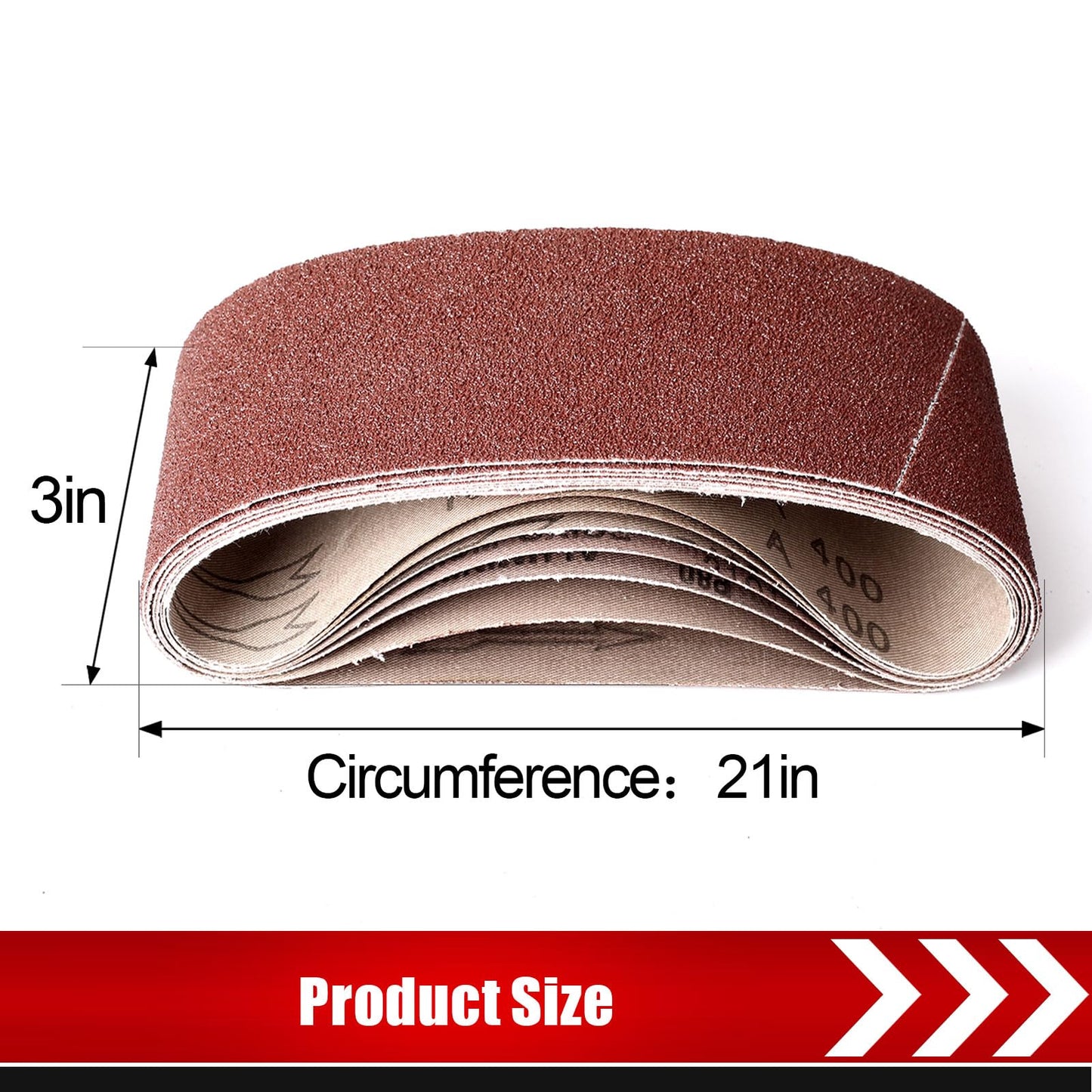 Boshcraft 21 Pack 3 x 21 Inch Sanding Belts, 3x21 Belt Sander Sanding Belts 40/60/80/120/180/240/400 Grits Assortment Sanding Belt for Belt Sander Knife Sharpening Woodworking Metal Polishing