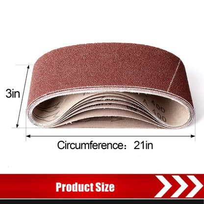 Boshcraft 21 Pack 3 x 21 Inch Sanding Belts, 3x21 Belt Sander Sanding Belts 40/60/80/120/180/240/400 Grits Assortment Sanding Belt for Belt Sander Knife Sharpening Woodworking Metal Polishing