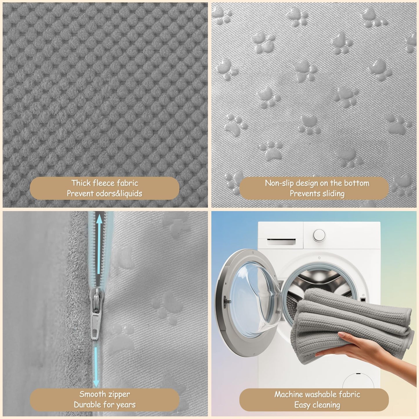 Niubya Dog Steps for Bed and Sofa, H24.4", Ramp, Dog Stairs for Small Dogs, Older and Injured Pets, with Double Anti-slip Washable Cover and High-density Foam (Grey, 5 Steps)