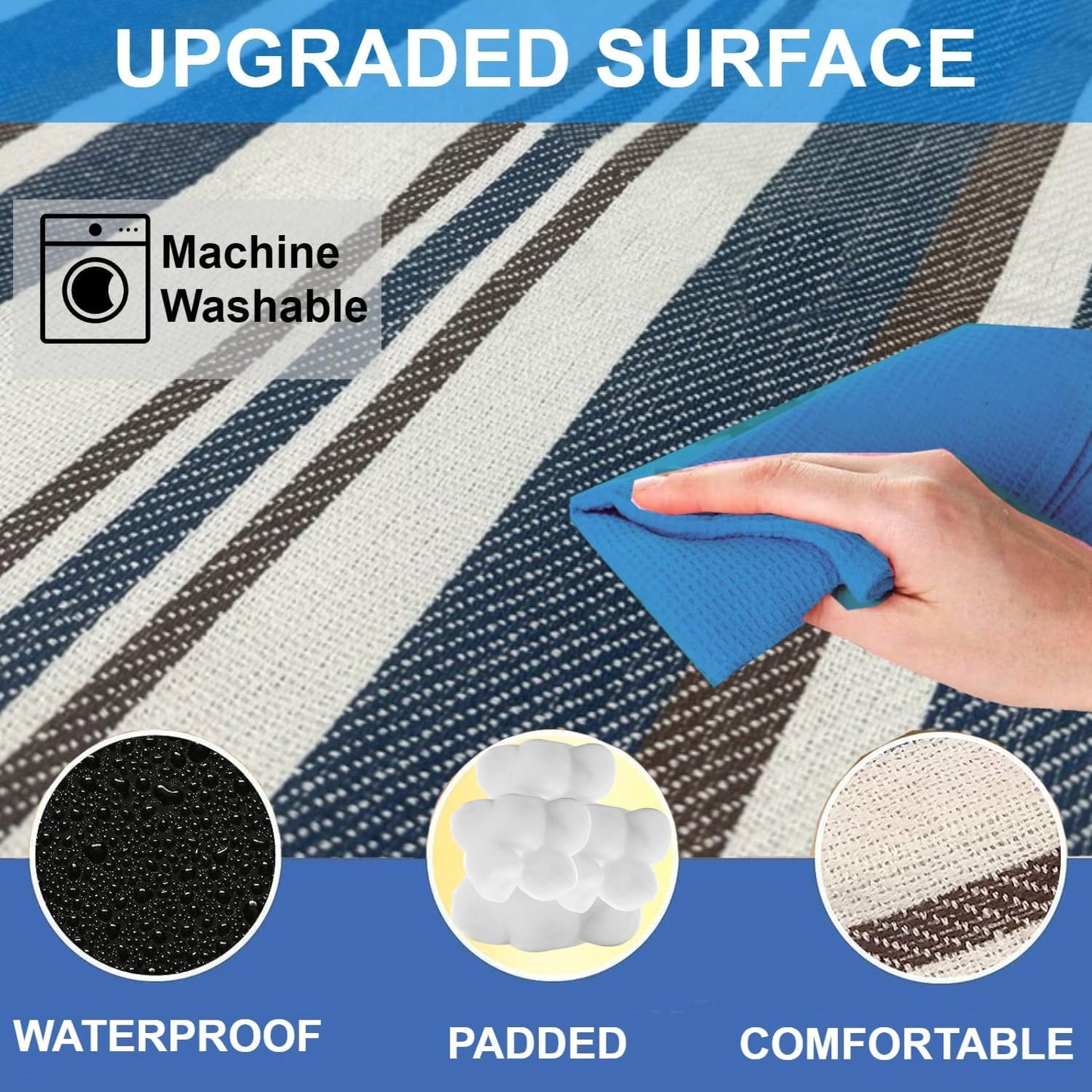 scuddles Waterproof Picnic Blanket 60" x 60" for Beach, Camping and Travel