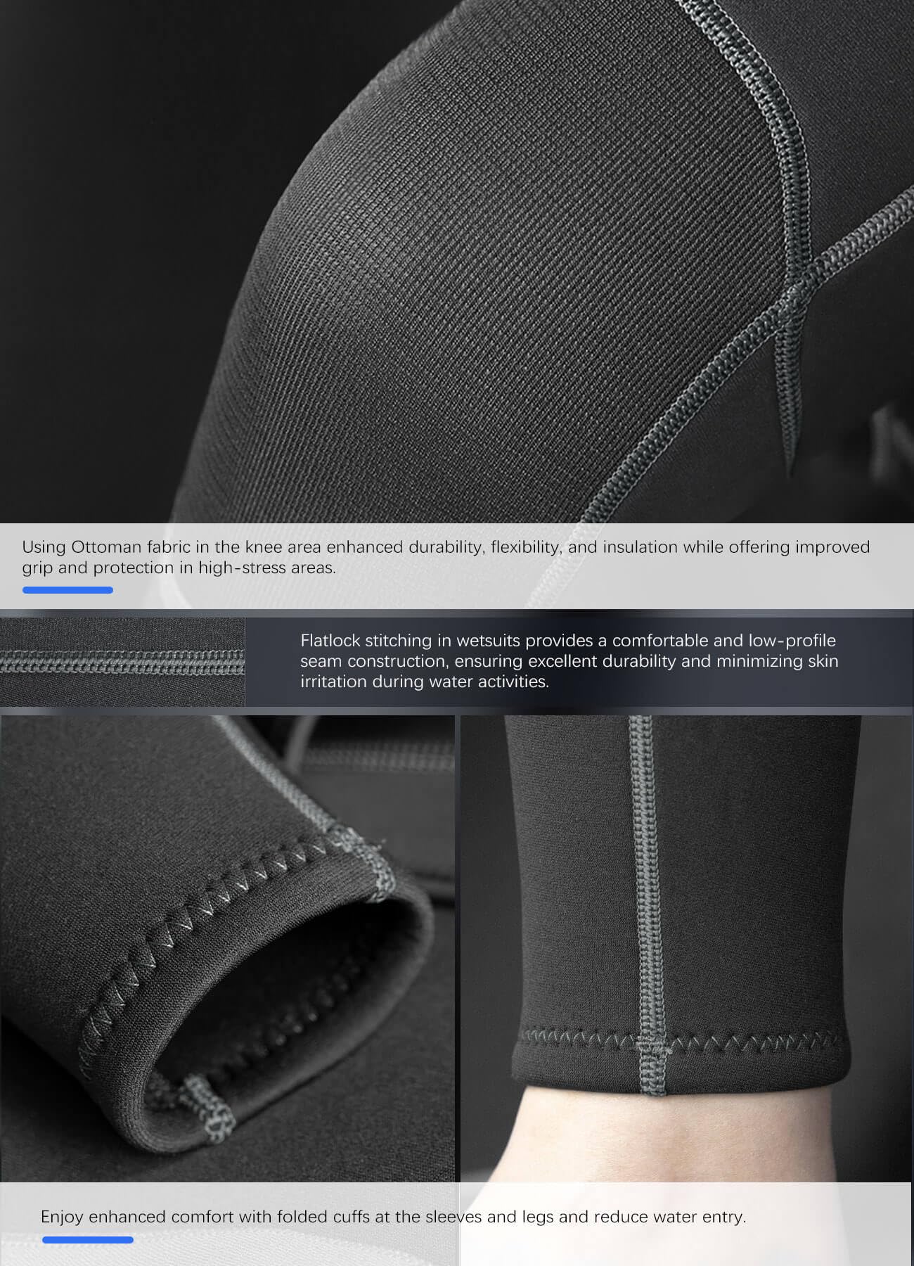 Hevto Men Wetsuit 3/2mm Neoprene Front Zip Full Wet Suit in Cold Water for Surfing Swimming SUP Snorkeling Diving (M2-Black, LS)