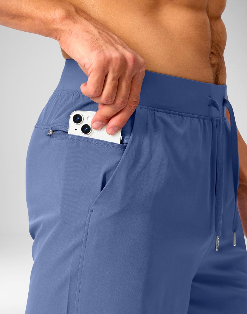 Soothfeel Men's Running Shorts with Zipper Pockets 9 Inch Lightweight Quick Dry Gym Sports Athletic Workout Basketball Shorts for Men (Blue, XL)