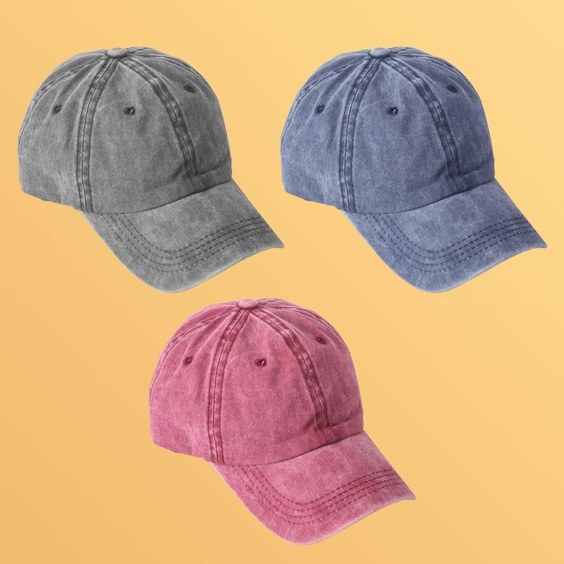 MEINICY 3 Packs Washed-Cotton Plain Baseball Cap, Vintage Adjustable Dad Hats Gift for Men/Women,Unstructured(Black,Blue+Burgundy)