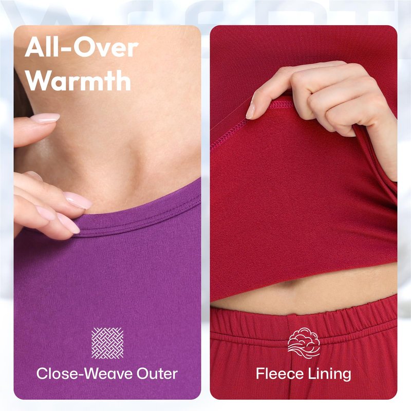 WEERTI Thermal Underwear for Women Long Johns with Fleece Lined Base Layer Women Cold Weather Top Bottom-Navy XL