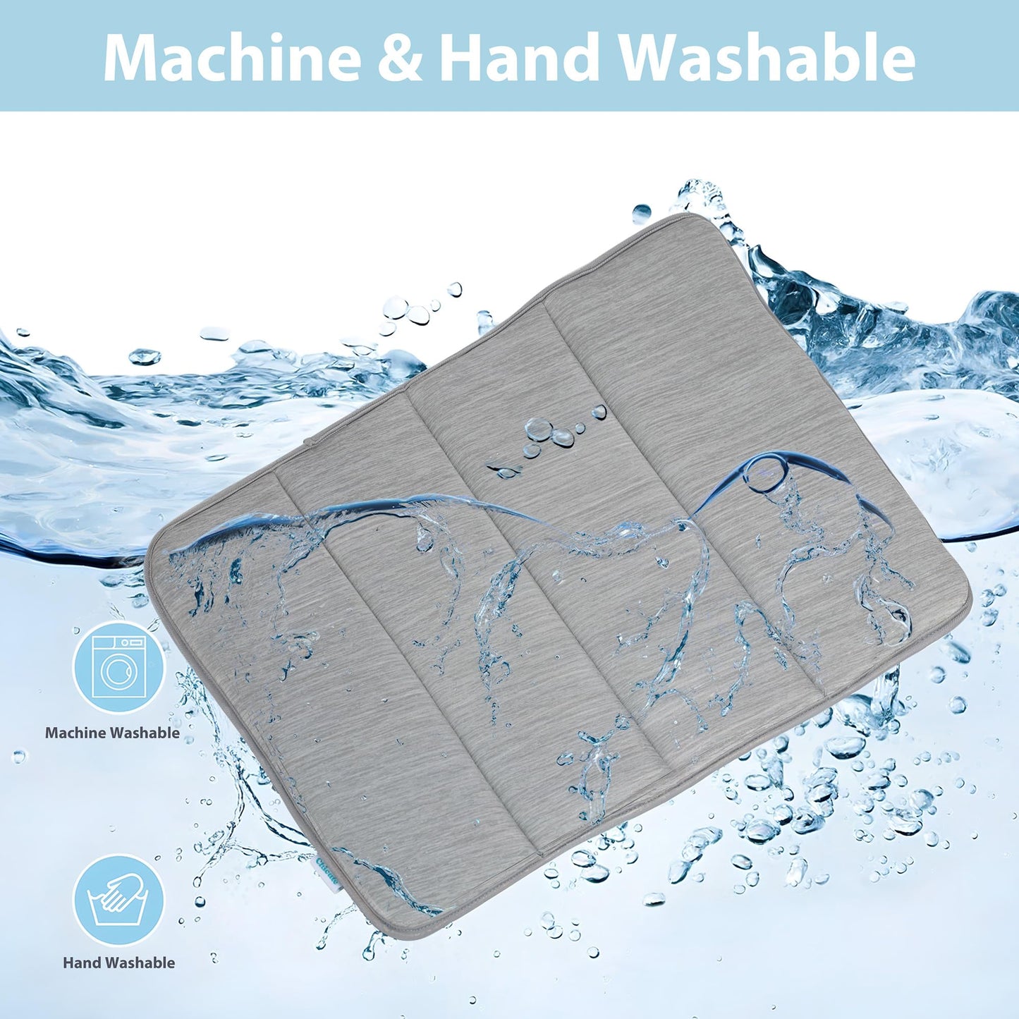 ZAKAPAWS Dog Cooling Mat for Large Dogs – 35"x23" Orthopedic Memory Foam Pad for Summer, Hot Weather & Joint Relief | Washable, Non-Slip Crate Mat for Senior Dogs, Travel & Home (Grey)