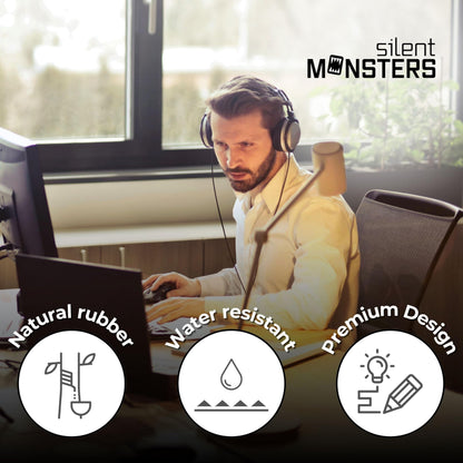 Silent Monsters Mouse Mat XX Large 35 x 12 in / 90 x 30 cm, Black Mouse Pad, Stitched Edges, washable & rollable, Mousemat for Office, Gaming, Home Study, Mousepad, big non-slip & quiet Desk Mat XL