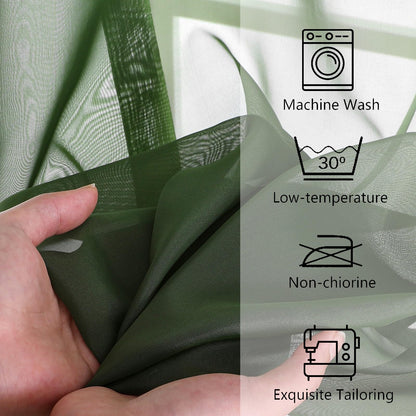 Airwill Short Sage Green Cafe Curtains - 36 Inch Tier Rod Pocket Sheers for Bathroom & Small Windows, 2 Panels