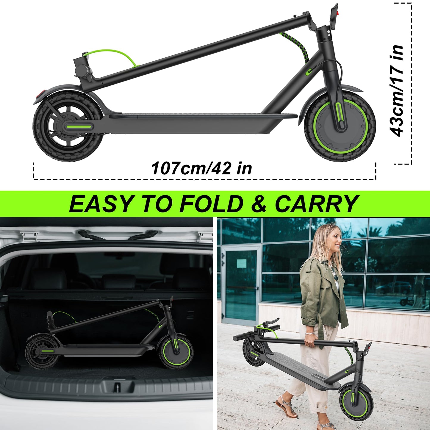Aovowheel Electric Scooter for Adults, Folding E Scooter with 350W Motor 19 Mph Top Speed, Max 23 Miles Long Range, 8.5''Tires Commuting Scooters with Dual Brakes System, APP