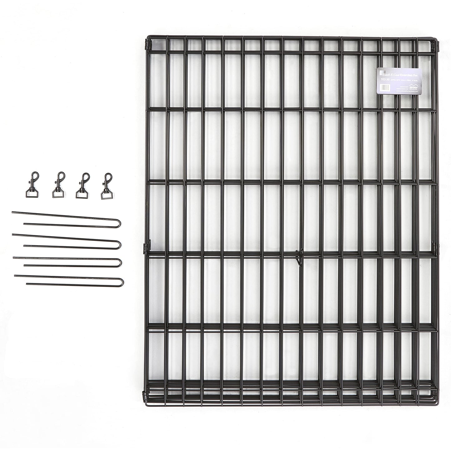 MidWest Homes for Pets Folding Metal Dog Exercise Pen and Pet Playpen with Door, Includes Grounding Stakes and Provides 1.5 Meters of Play Space, 61 cm Tall, Black E-Coated, 550-24DR