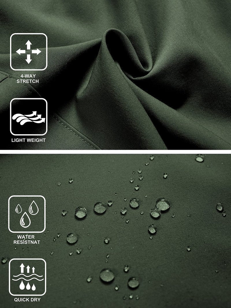 Hugut Women's Lightweight Hiking Cargo Shorts Quick Dry Athletic Shorts Camping Travel Golf Zipper Pockets Water Resistant Army Green