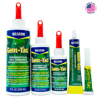 Beacon Gem-Tac 118ml Medium Bottle - Clear Adhesive for Fabric, Rhinestones, Glass, and More - Ideal glue for Embellishing Shoes, Gowns, Phones, and Accessories.