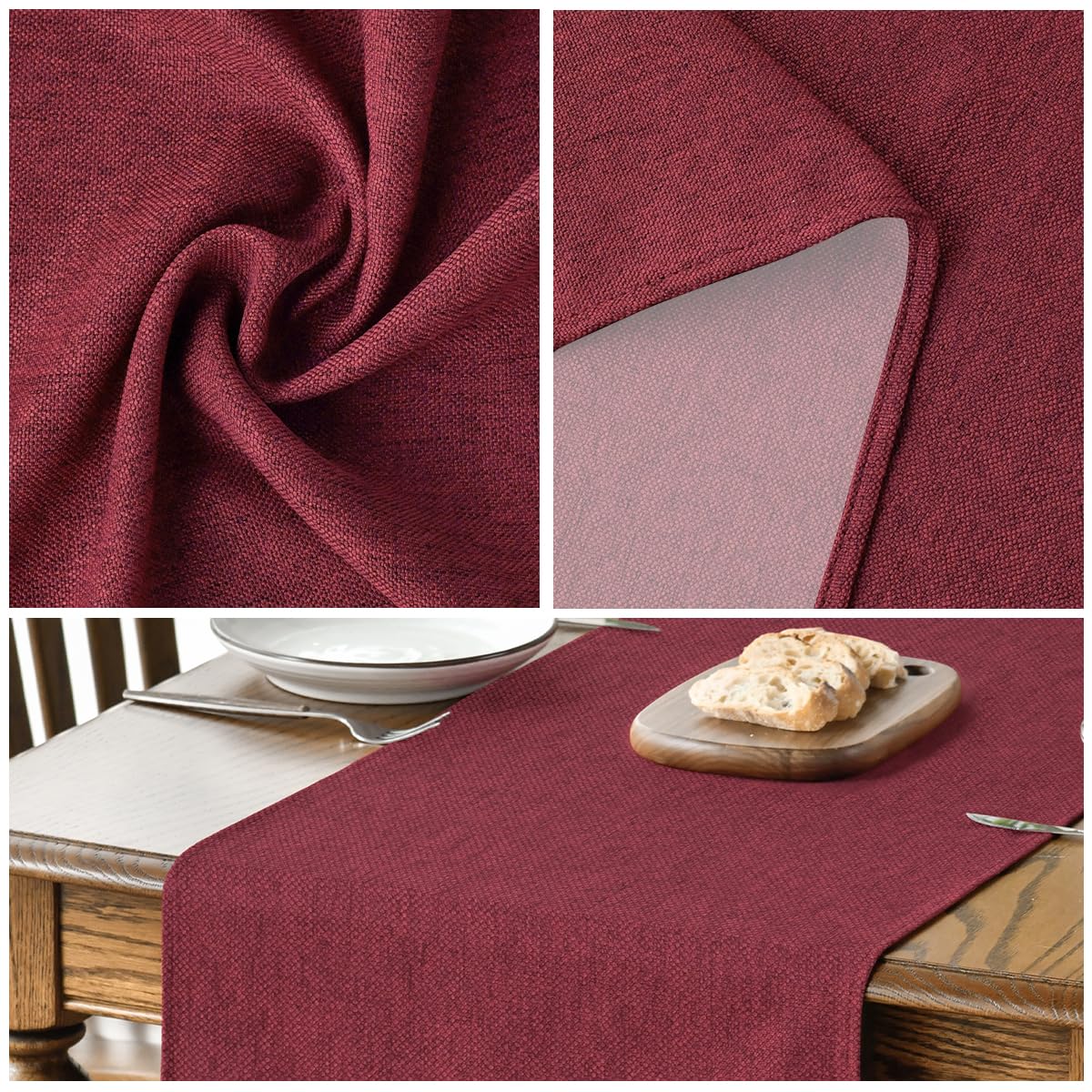 Artoid Mode Dark Red Table Runner, Seasonal Christmas Valentine's Washable Kitchen Dining Table Decoration for Home Party Decor 13x72 Inch