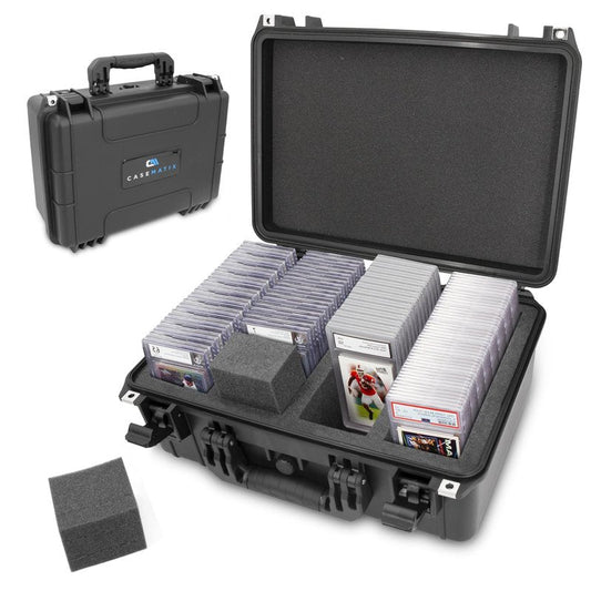 CASEMATIX Graded Card Case Compatible with 130+ BGS PSA Graded Sports Trading Cards, Waterproof Graded Slab Card Box with Precision Cut Graded Card Storage Box Foam Dividers