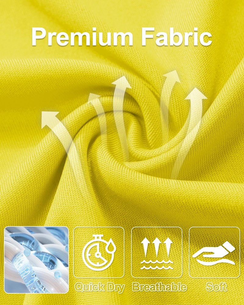 Rash Guard Men Long Sleeve Sun Protection Shirt Men Athletic T-Shirt Running Shirts UV Shirts for Men Sun T-Shirt Yellow