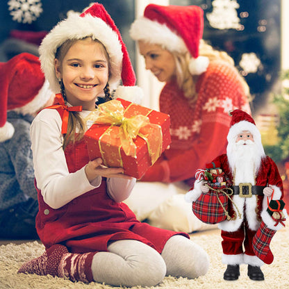 AGM 18" Santa Claus, Christmas Figurine Figure Decor with Christmas Sock and Gifts Bag for Holiday Party Home Decoration