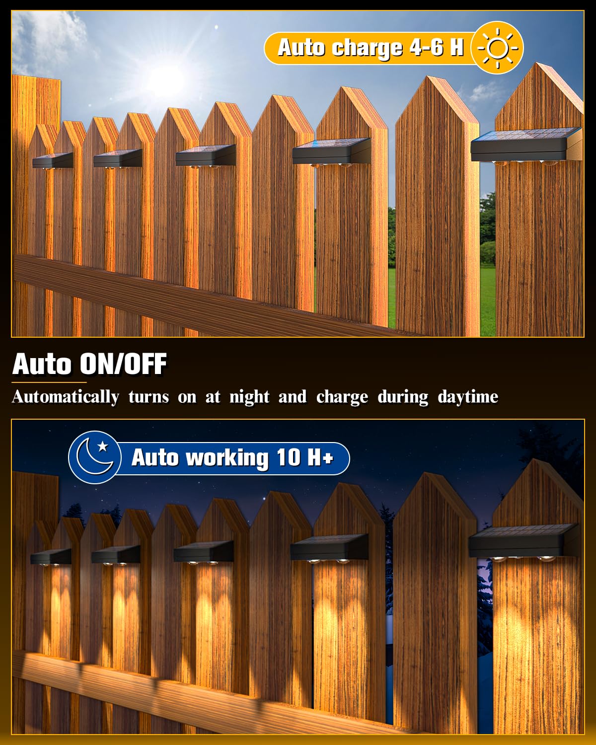 JOFIOS Solar Fence Lights 16 Pack, 50 Lumens Outdoor Solar Lights with 12 Modes RGB Color Glow LED，Waterproof, Solar Lights for Patio, Backyard, Deck, Fence, Railing