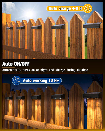 JOFIOS Solar Fence Lights 16 Pack, 50 Lumens Outdoor Solar Lights with 12 Modes RGB Color Glow LED，Waterproof, Solar Lights for Patio, Backyard, Deck, Fence, Railing