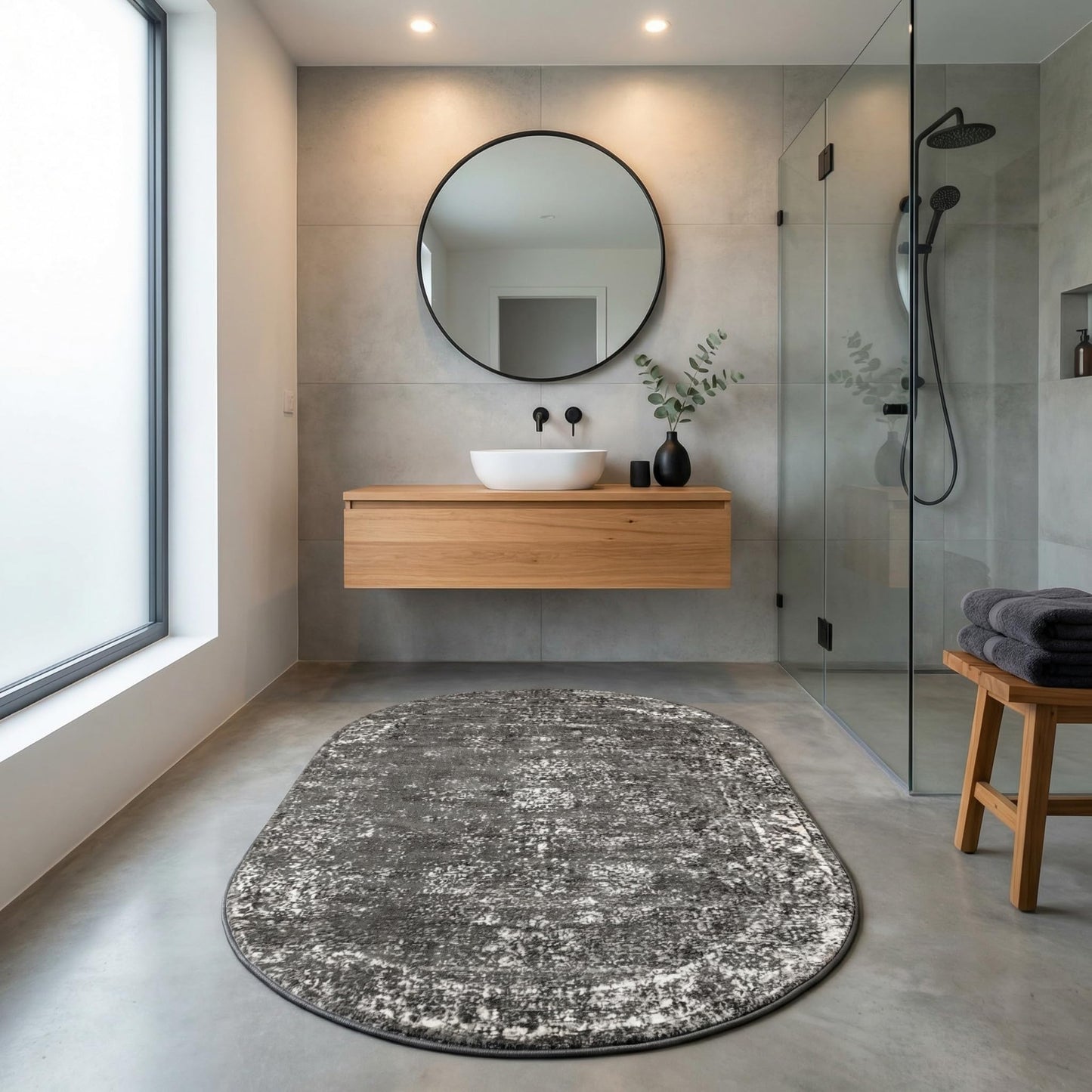 Unique Loom Sofia Collection Area Rug - Casino (4' 1" x 6' 1" Oval, Dark Gray/ Ivory)