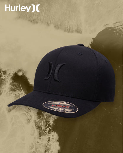 Hurley Mens Baseball Cap - Flexfit Fitted Baseball Caps for Men (Sizes: S-XL), Size Large-X-Large, Black/(Black)