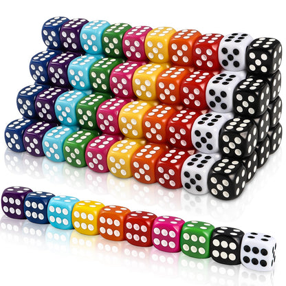 DIYDEC 100pcs 16mm Game Bulk Dice 10 Colors Acrylic 6 Sided Dice Set for Classroom Teaching Math Learning Standard Dice for Party Family Board Games