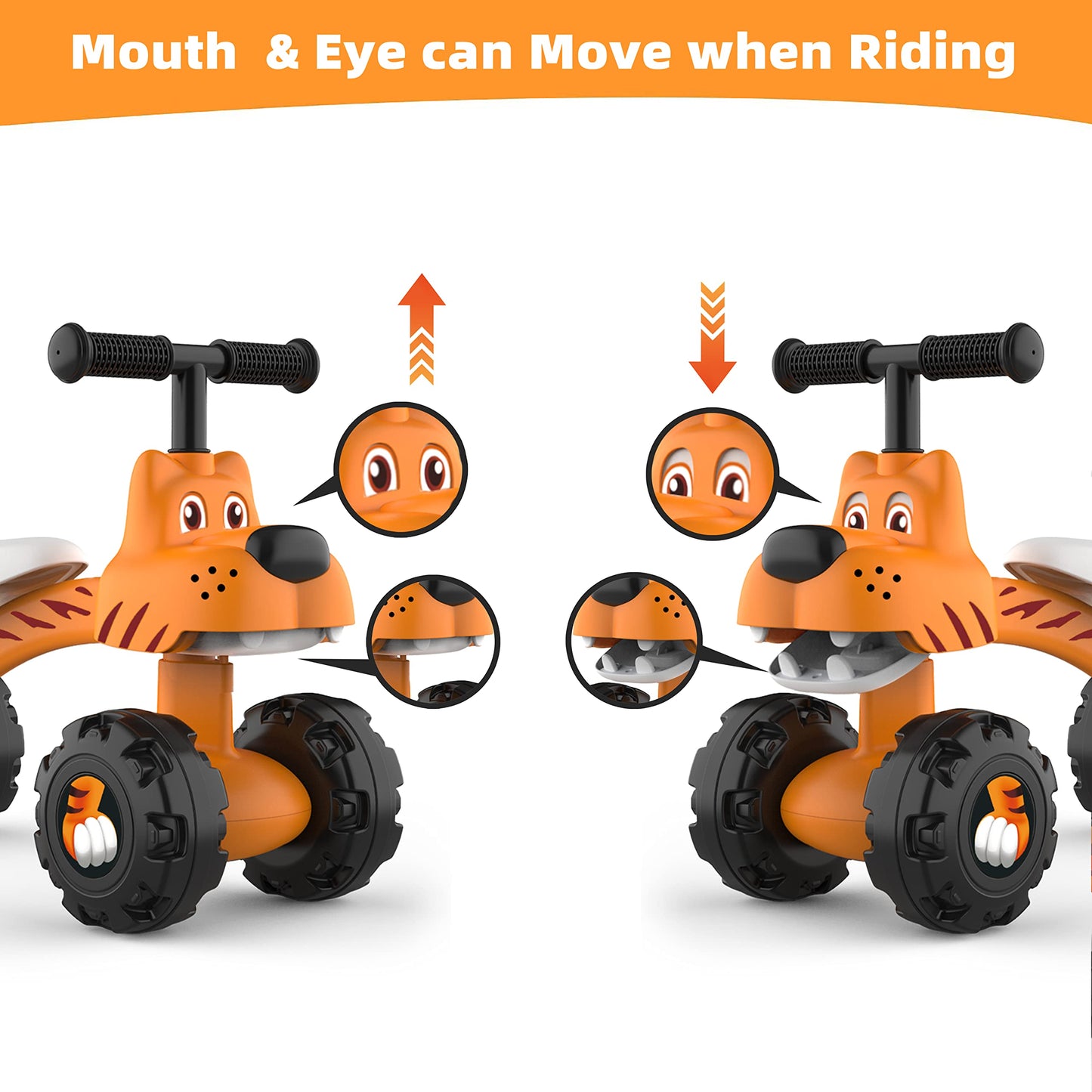 Wdmiya Baby Balance Bike for 1 Year Old Boys Girls, Riding Toys for Toddlers, No Pedal Bicycle, 12-36 Months Kids First Bike, Best Gift for Birthday, Christmas, Halloween (Tiger)