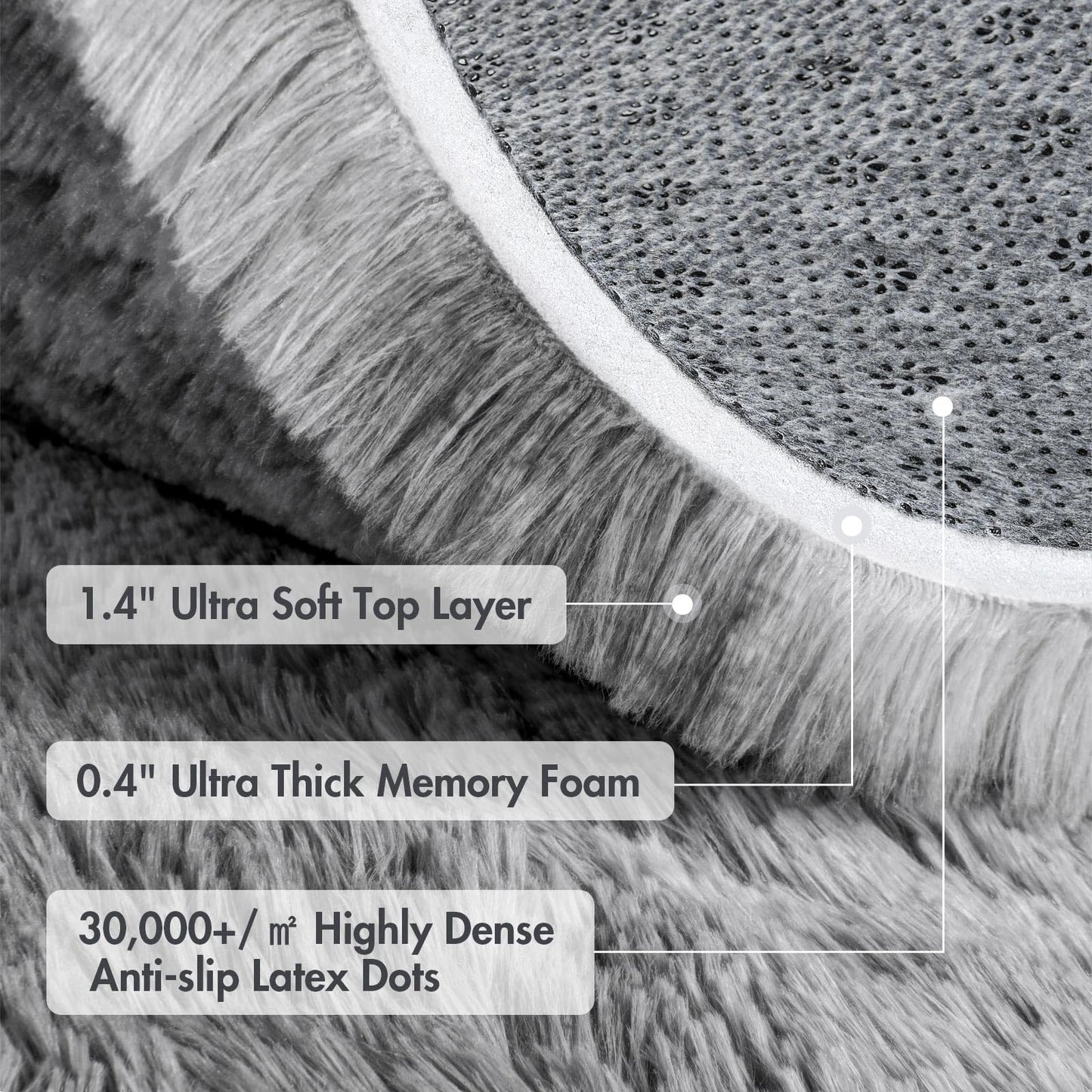 6x9 Ft Large Shag Rugs for Living Room Decor, Tie-Dyed Ultra Soft Fluffy Furry Area Rugs for Bedroom Indoor Floor, Aesthetic Carpet for Kids Home (Grey)
