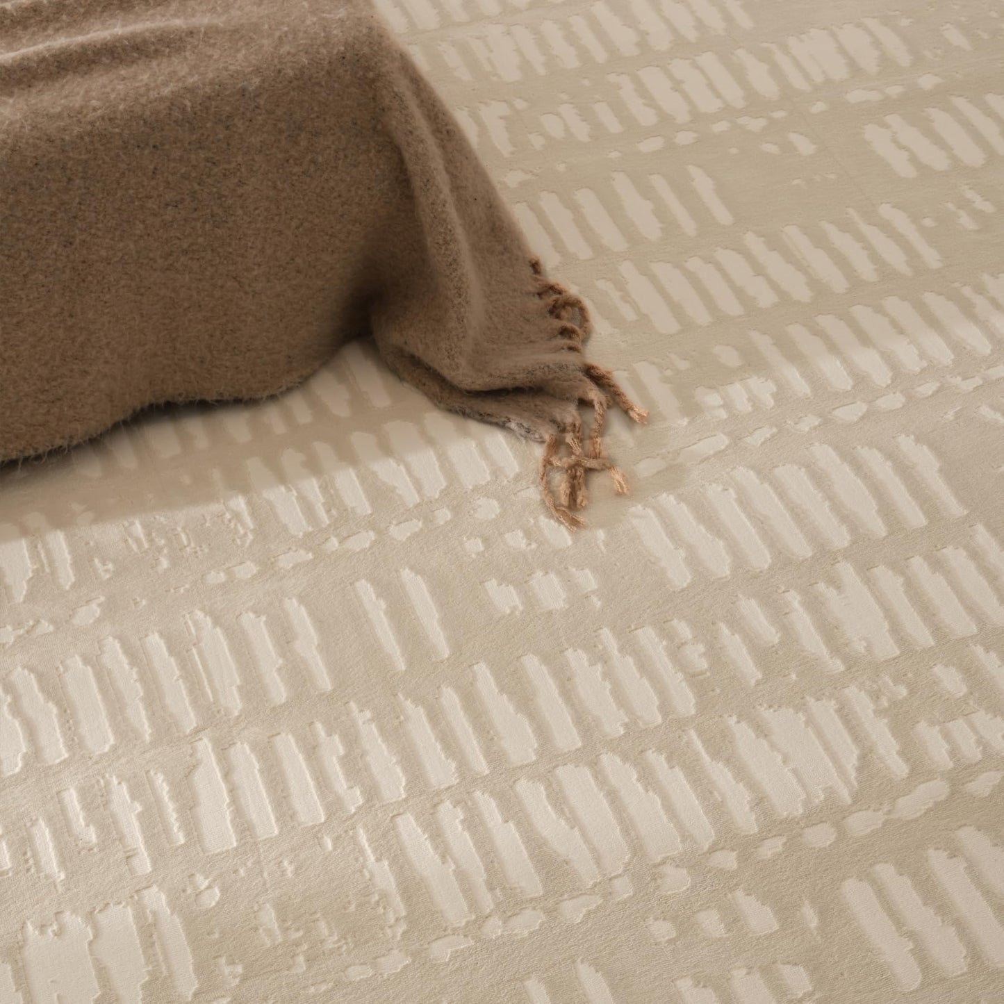 Revival Rugs Shell 8'x10' Area Rugs for Living Room Bedroom Dining Room - Washable, 100% Recycled, Oeko-TEX Certified, Modern, Medium Pile, Beige, Cream