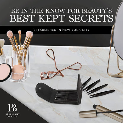 Brilliant Beauty Eyelash Curler with Satin Bag & Refill Pads - Award Winning - No Pinching, Just Dramatically Curled Eyelashes for a Lash Lift in Seconds (Rose Gold)