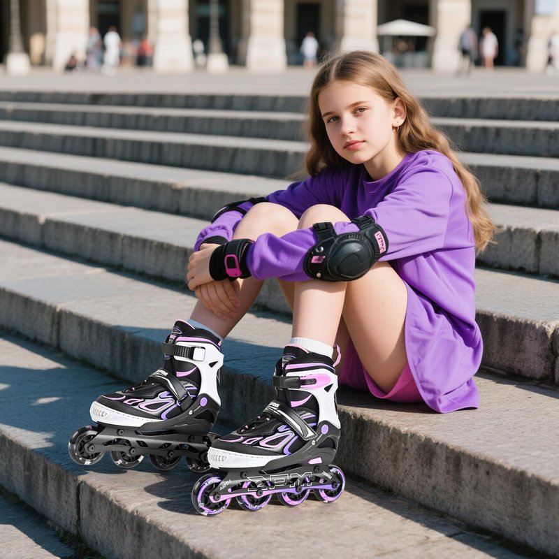 2PM SPORTS Vinal Inline Skates for Girls Boys Kids Ages 5-8 8-12 with Adjustable Illuminating Wheels, Inline Roller Skates for Youth Women Men - Purple Pink Large