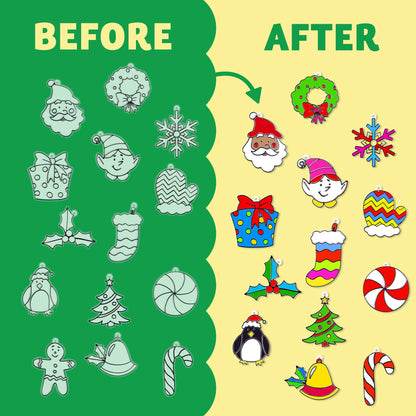 JOYIN Christmas 18 PCS Window Sun Catchers DIY Paint Art and Craft Kit, Make Your Own Window Clings for Christmas Holiday Decorations,Kids Art Project
