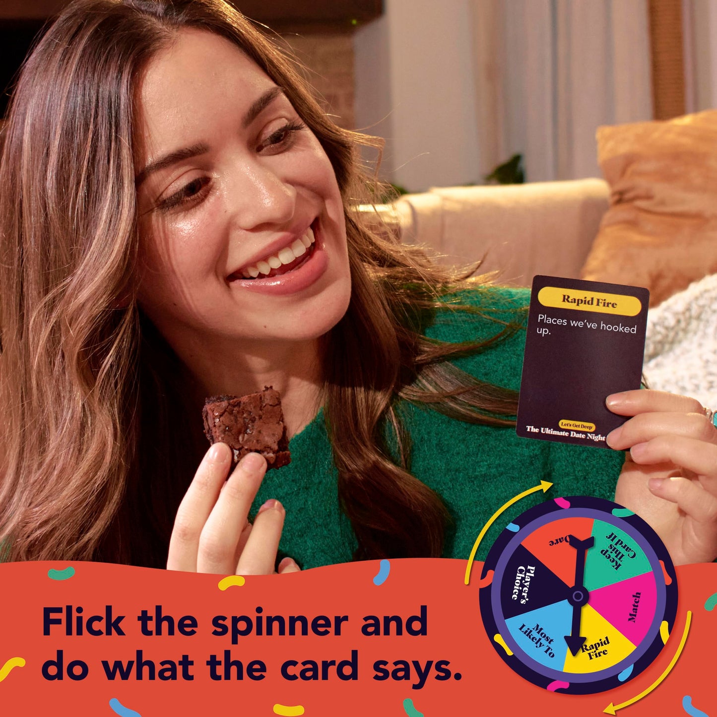 The Ultimate Date Night Game by Relatable, Great for Couples Games and Stay at Home Date Night Ideas, From The Makers of Let's Get Deep Relationship Card Game, Includes 200 Cards & Spinner