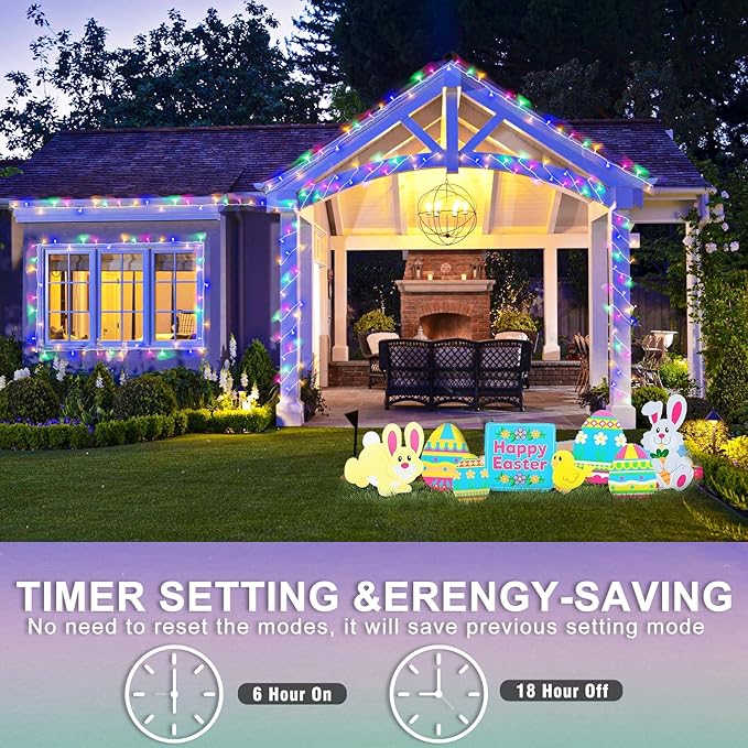 120 LED String Lights Plug in 8 Modes Clear Wire, Waterproof Twinkle Fairy Lights for Indoor Outdoor Bedroom Wedding Party Easter Decorations