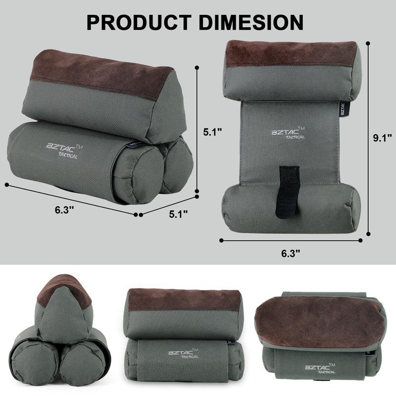 BZTAC Tactical Shooting Rest Bag Durable 600D Oxford Water Resistance with Soft Double Layer Cowhide Leather, Rifle Support Sand Bag Stand Holders for Shooting, Range, Outdoor and Hunting - Unfilled