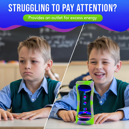 BUNMO Liquid Motion Bubbler Sensory Toy - Calming Fidget Toy for Kids & Adults, Textured Silicone Bubble Timer with Mesmerizing Liquid Flow Sensory Bottles - Small Glow