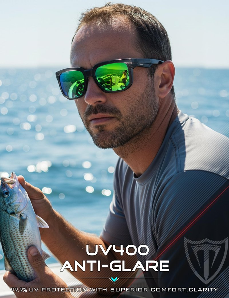 ATTCL Polarized Fishing Sunglasses Men: Unbreakable TR90 PC Lens Lightweight UV400 Protection Secure Fit for Driving Running Sports 2238B Touhui-Green-1