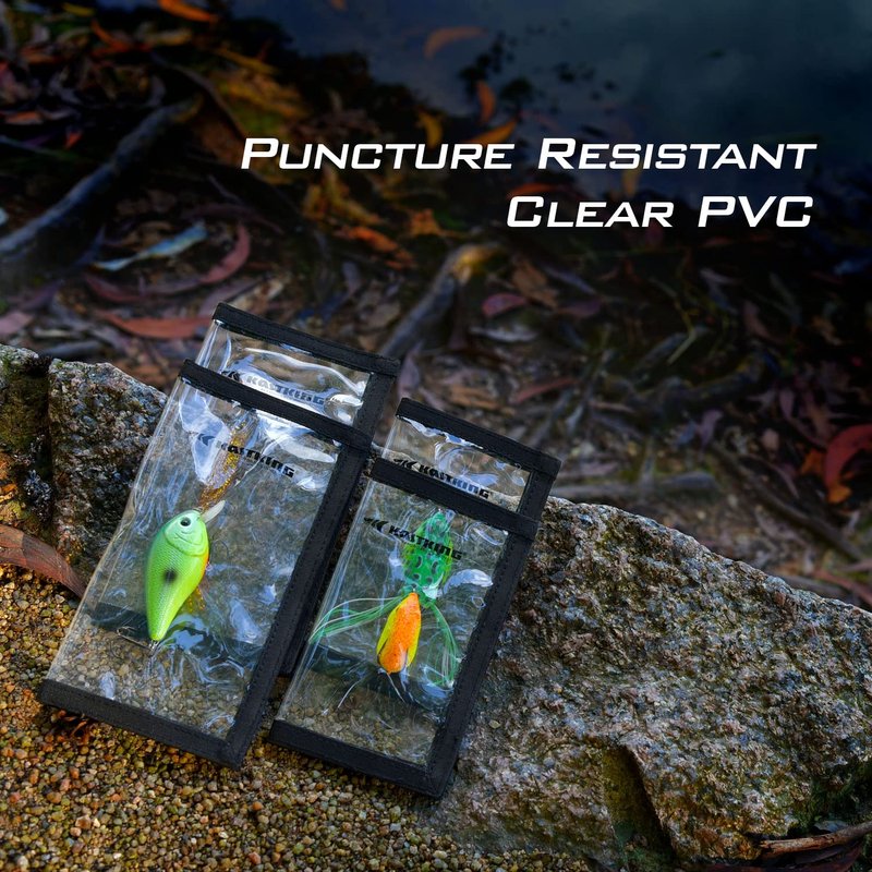 KastKing Madbite Lure Wraps, Available in Two Sizes, Keeps Lures Safe, Durable & Clear PVC, Easily See Lures, Easy Open and Close Hook & Loop System, Great Value, Includes 4 Lure Wraps