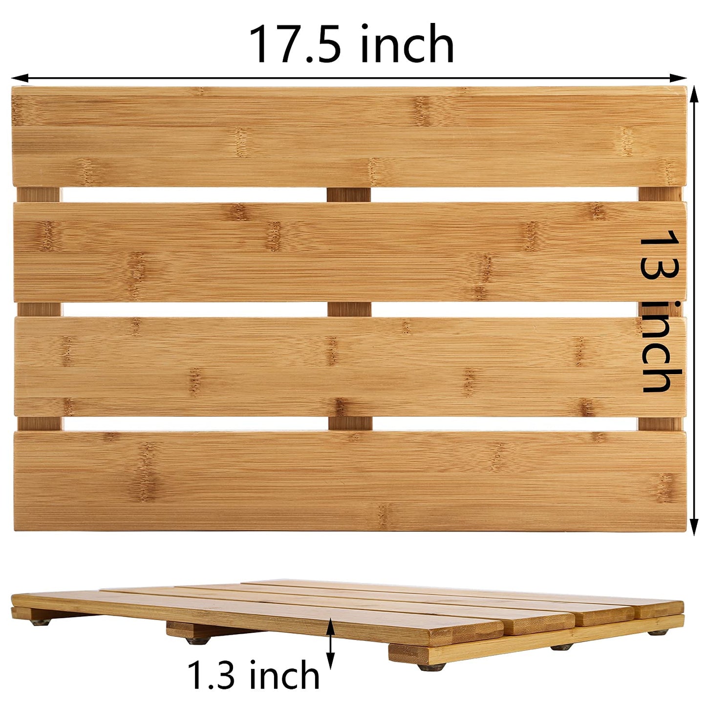 Yarlung Bamboo Bath Mat Wooden Shower Mat, 17.5 x 13 Inches Bathroom Non-Slip Bathtub Mat Waterproof Floor Mat Doormat for Spa Relaxation, Indoor or Outdoor