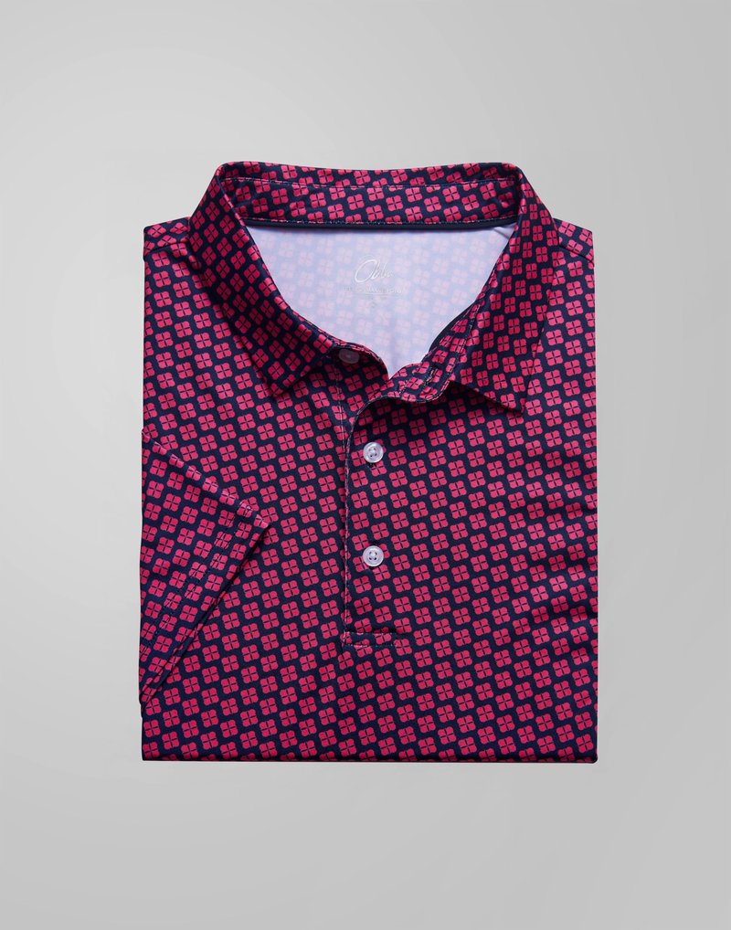 Obla Mens Golf Polo Shirts Short Sleeve Dry Fit Performance Moisture Wicking Casual Print Collared Golf Shirts for Men (Pink Flower_XXXL)