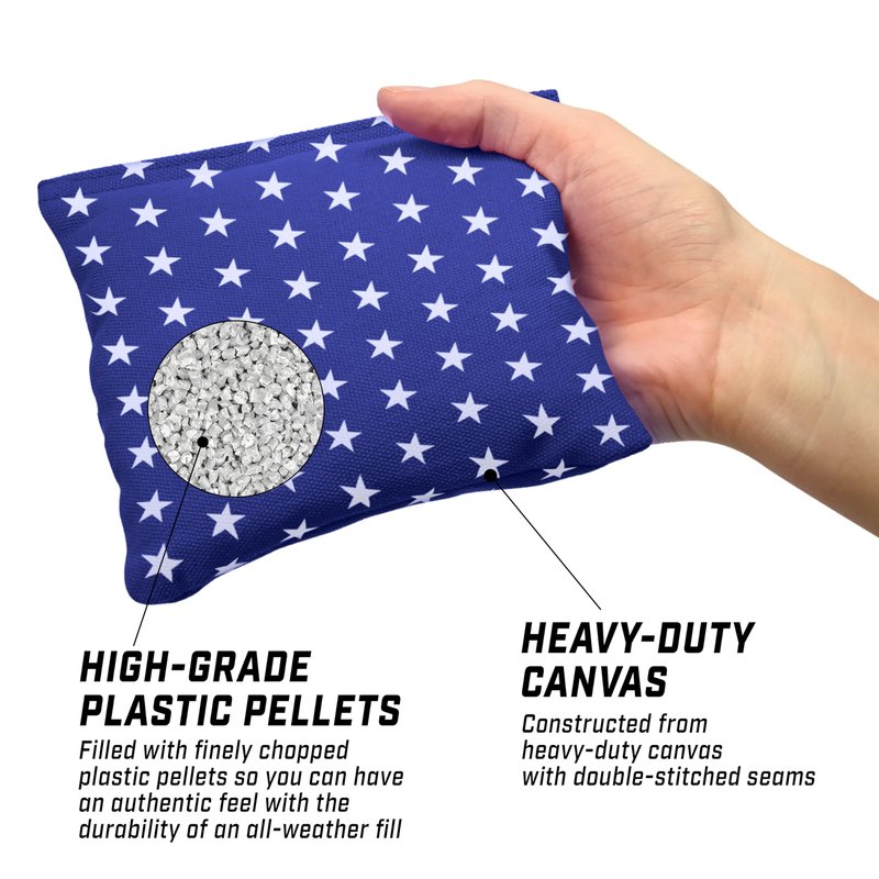 GoSports Official Regulation Cornhole Bean Bags Set (8 All Weather Bags) - America Stars and Stripes or Red and Blue - Choose Your Style