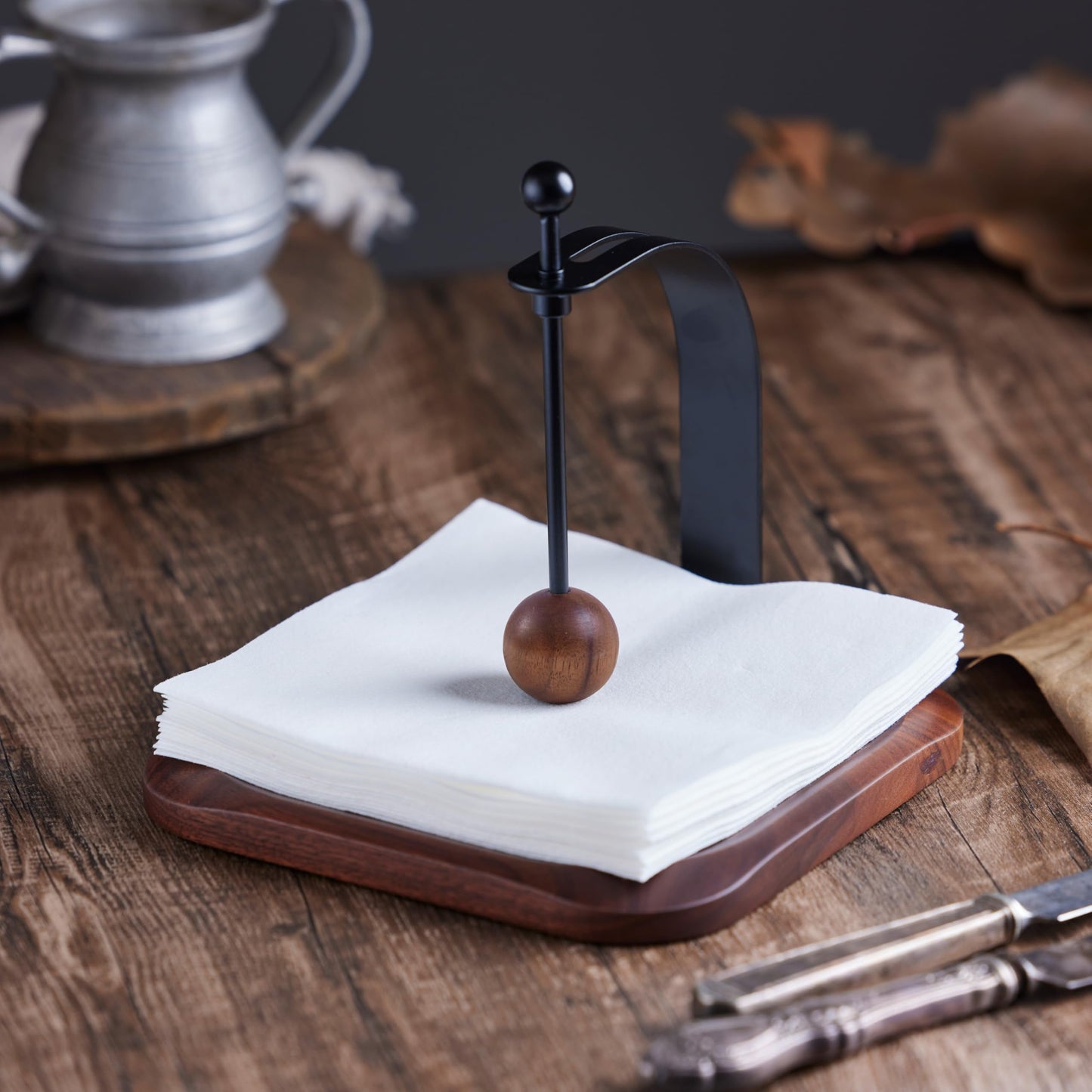 Celestree North American Black Walnut Napkin Holder Duty Solid Wood Tabletop Organizer Fits 5-7" Napkins Perfect for Table, Office, Restaurant, Home Decor Outdoor Use, Warm Gift Idea