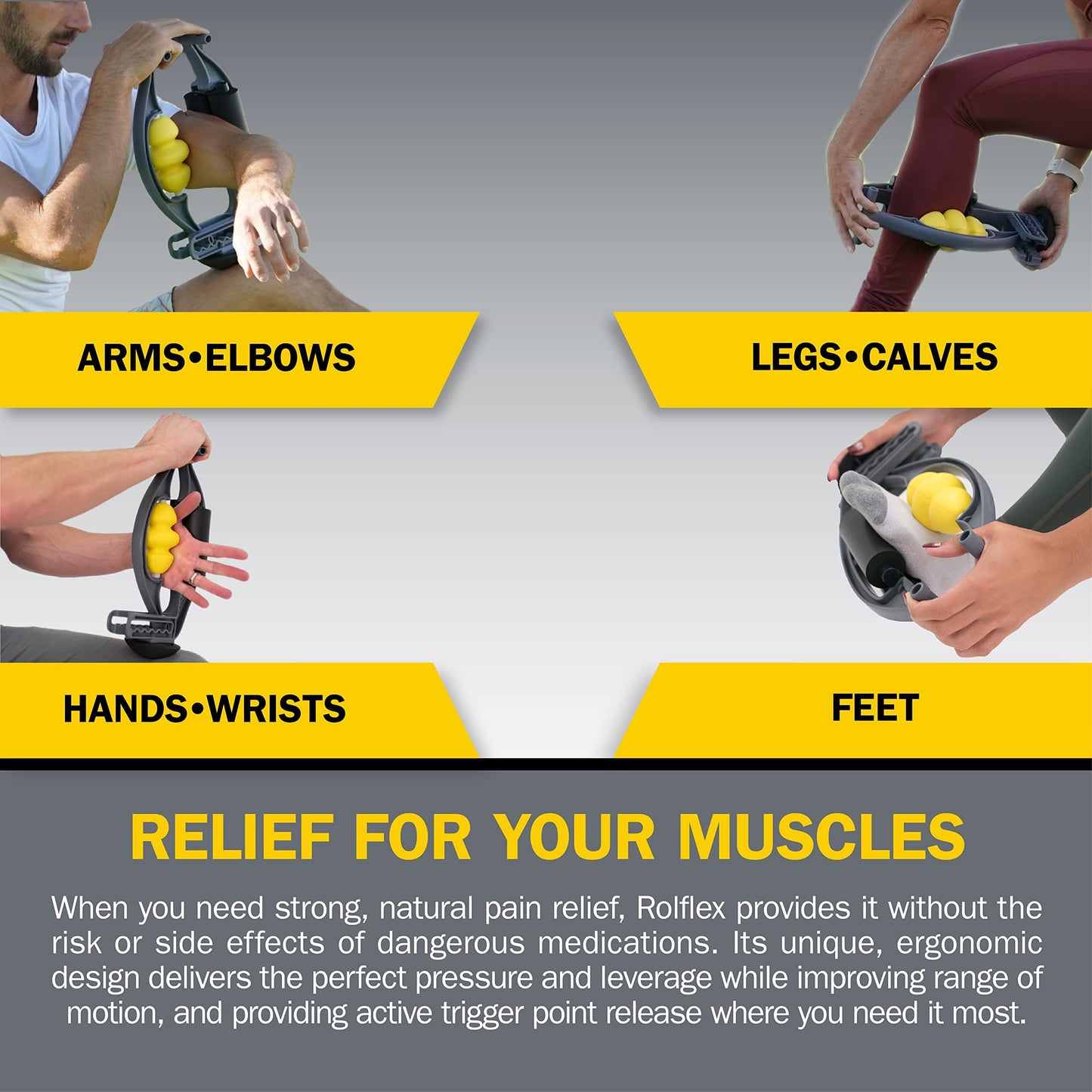 Rolflex Arm & Leg Massager Roller – Muscle Roller to Address Golfer’s Elbow, Tennis Elbow, Carpal Tunnel & More – Arm & Leg Massage Roller for Muscle Tightness & Faster Recovery